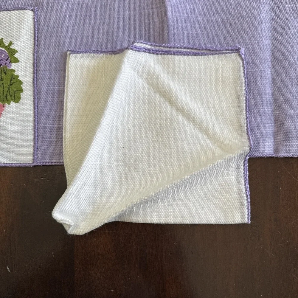 Vintage Placemats & Napkins Set‎ for Four Screen Print Pocket Purple Farmhouse
